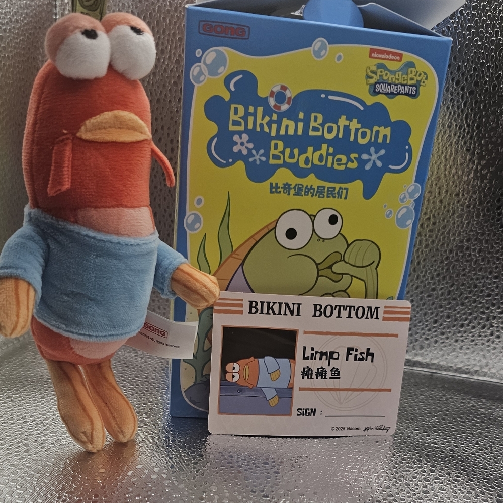 SpongeBob Bikini Bottom Buddies Limp Fish Plush Keychain Blind Box Opened